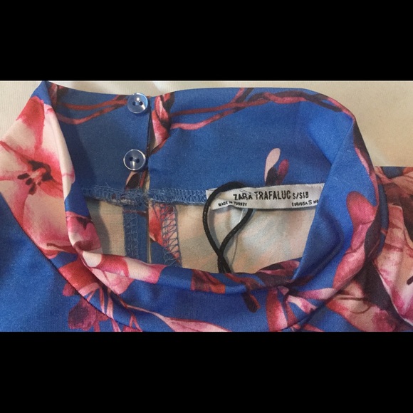 ZARA Trafaluc NWOT Floral Midi Dress High Neck TRF - Picture 7 of 8